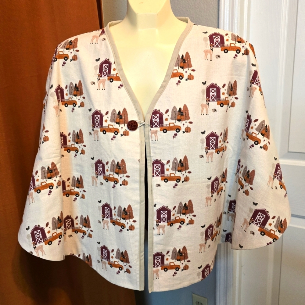 Women's Fall Printed Poncho / Cape Jacket